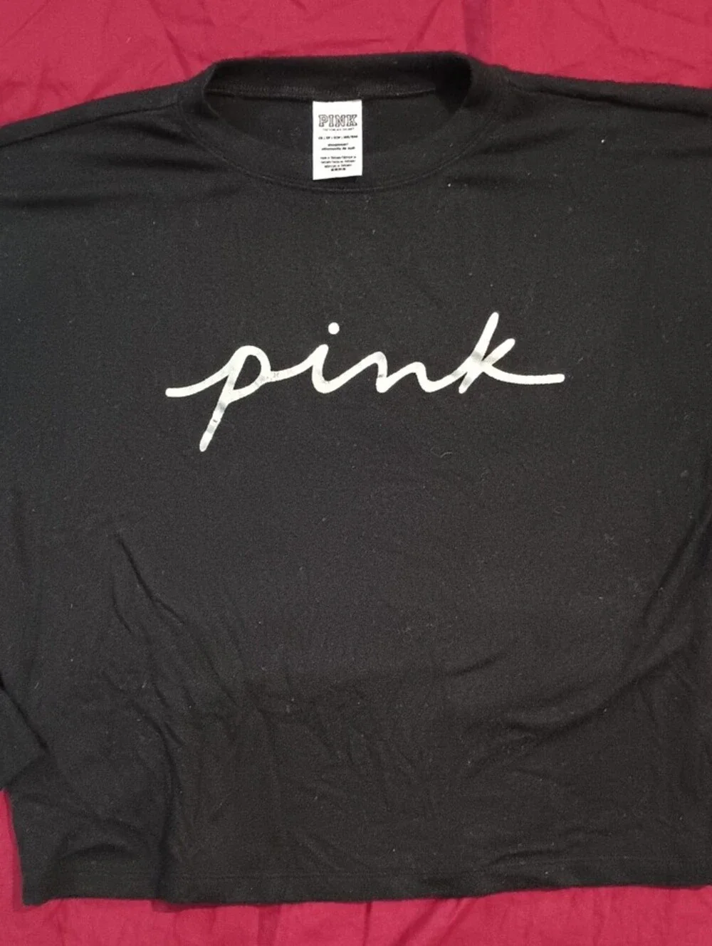 Victoria's Secret PINK Black Shirt Woman's XS Lightweight Long sleeve T-shirt 👕 - Picture 3 of 7